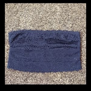 Aerie long line bandeau crop top. Navy blue, Size Large